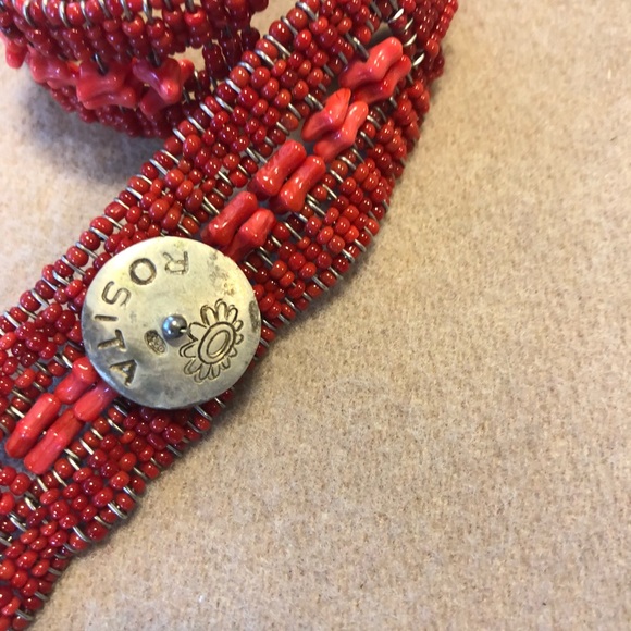 Rosita red bead cuff bracelet - Picture 4 of 6